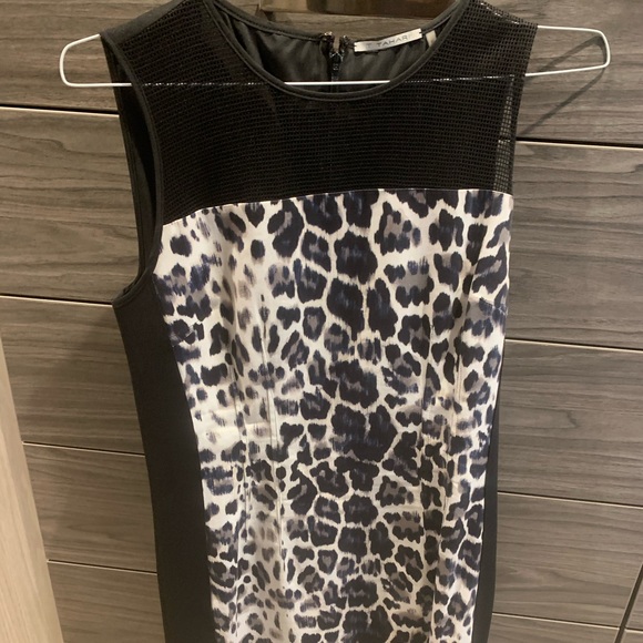 Sleeveless black and animal print sheath dress - Picture 1 of 4